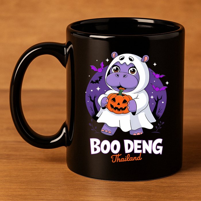Boo Deng Halloween Costume Cute Baby Hippo Moo Deng Funny 11oz C Handle Ceramic Mug