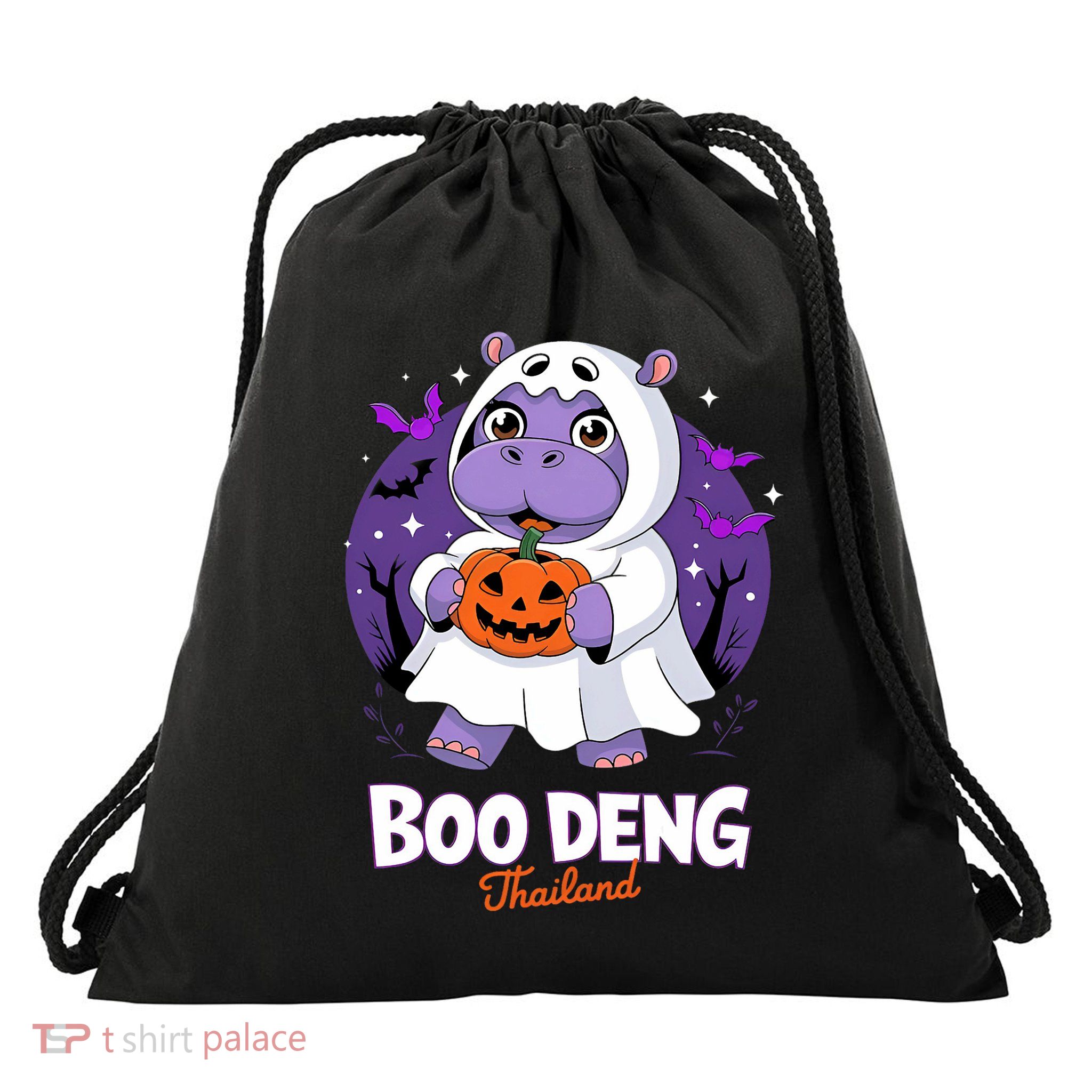 Boo Deng Halloween Costume Cute Baby Hippo Moo Deng Funny Drawstring Bag