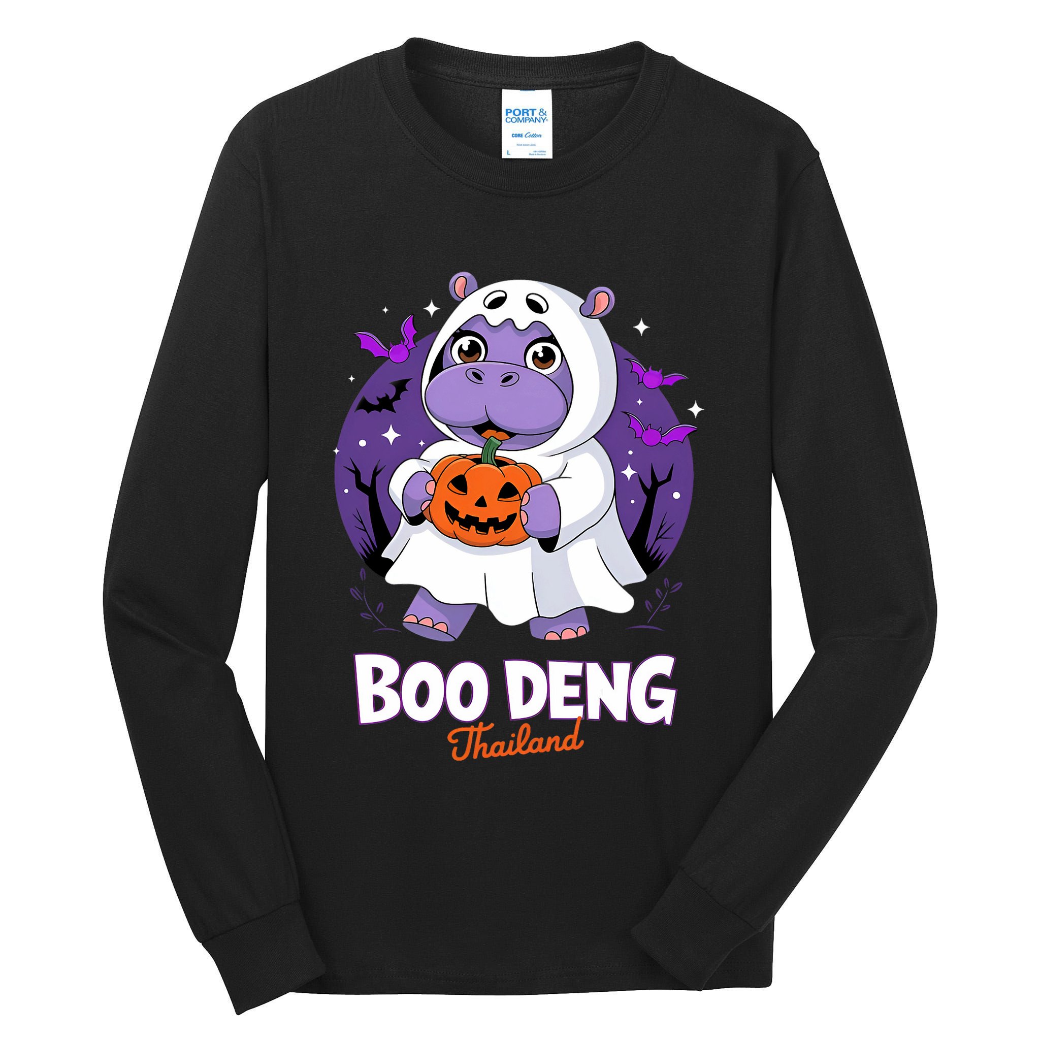 Boo Deng Halloween Costume Cute Baby Hippo Moo Deng Funny Tall Long Sleeve T-Shirt