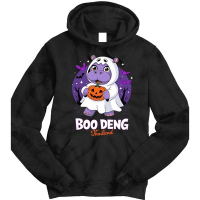 Boo Deng Halloween Costume Cute Baby Hippo Moo Deng Funny Tie Dye Hoodie