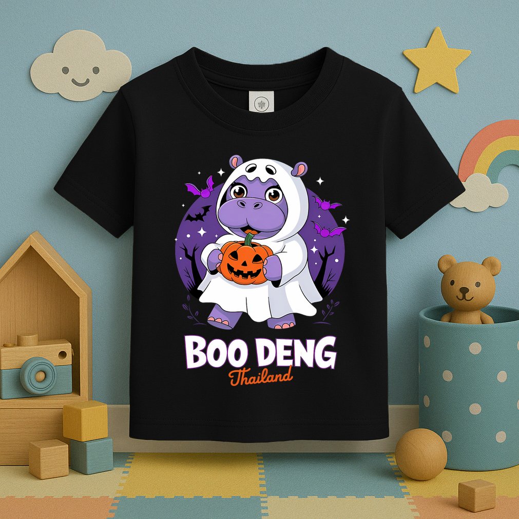 Boo Deng Halloween Costume Cute Baby Hippo Moo Deng Funny Toddler T-Shirt