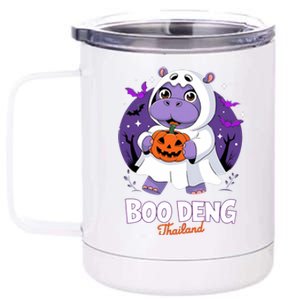 Boo Deng Halloween Costume Cute Baby Hippo Moo Deng Funny 12 oz Stainless Steel Tumbler Cup