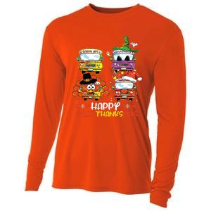 Bus Driver Happy Hallothanksmas Thanksgiving Christmas Cooling Performance Long Sleeve Crew