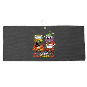 Bus Driver Happy Hallothanksmas Thanksgiving Christmas Large Microfiber Waffle Golf Towel