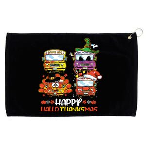 Bus Driver Happy Hallothanksmas Thanksgiving Christmas Grommeted Golf Towel