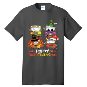 Bus Driver Happy Hallothanksmas Thanksgiving Christmas Tall T-Shirt