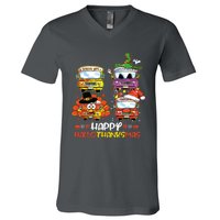 Bus Driver Happy Hallothanksmas Thanksgiving Christmas V-Neck T-Shirt