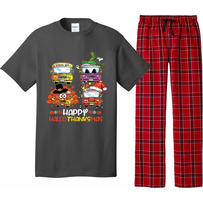 Bus Driver Happy Hallothanksmas Thanksgiving Christmas Pajama Set