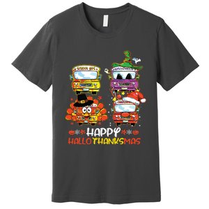 Bus Driver Happy Hallothanksmas Thanksgiving Christmas Premium T-Shirt