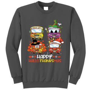 Bus Driver Happy Hallothanksmas Thanksgiving Christmas Tall Sweatshirt