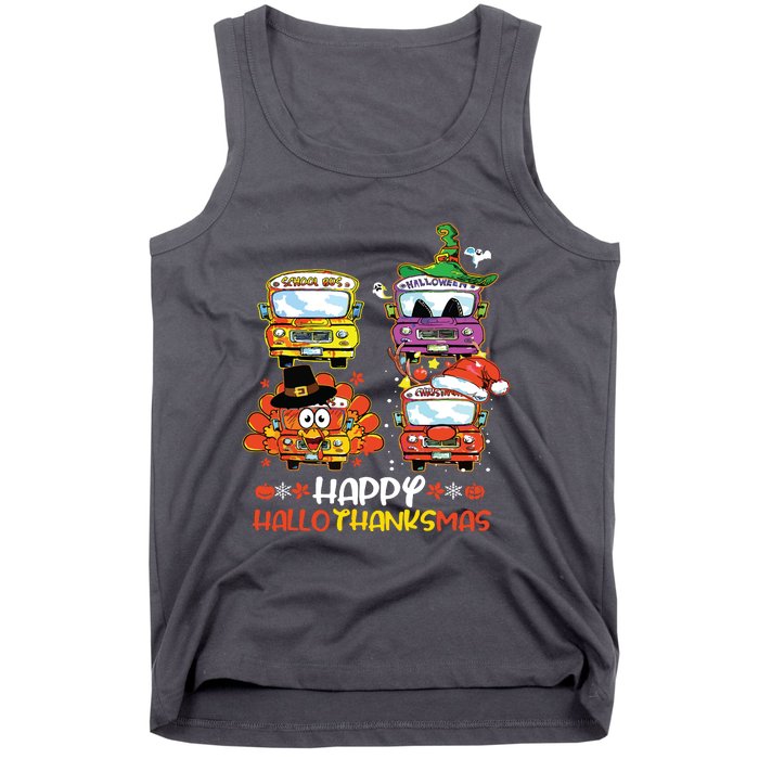 Bus Driver Happy Hallothanksmas Thanksgiving Christmas Tank Top