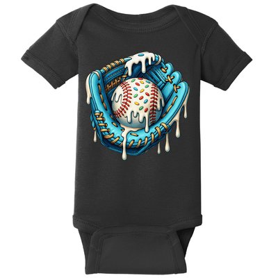 Baseball Drip Home Plate Ice Cream Respect The Drip Baby Bodysuit