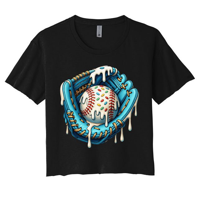 Baseball Drip Home Plate Ice Cream Respect The Drip Women's Crop Top Tee