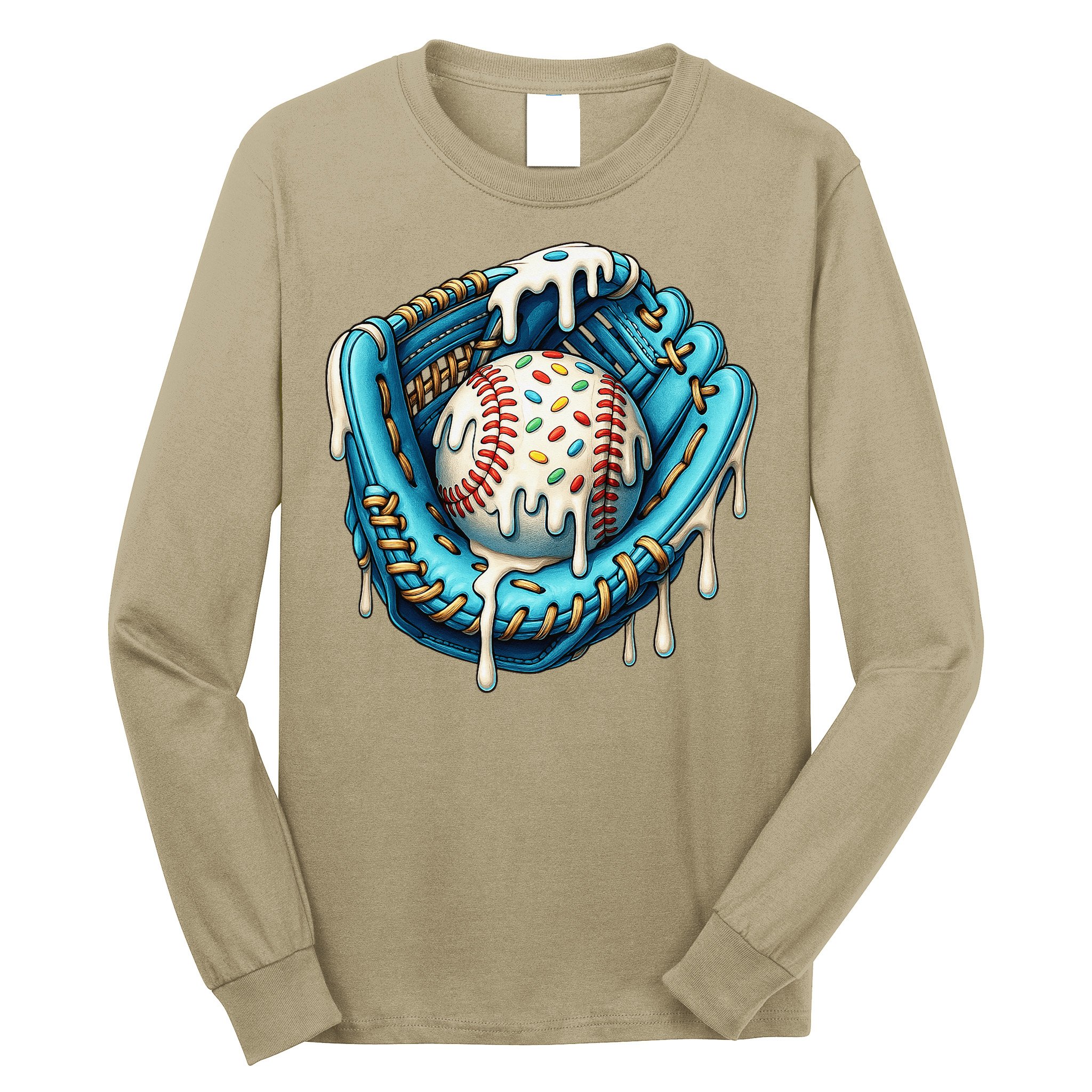 Baseball Drip Home Plate Ice Cream Respect The Drip Long Sleeve Shirt