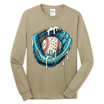 Baseball Drip Home Plate Ice Cream Respect The Drip Tall Long Sleeve T-Shirt