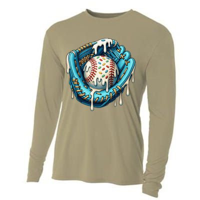 Baseball Drip Home Plate Ice Cream Respect The Drip Cooling Performance Long Sleeve Crew