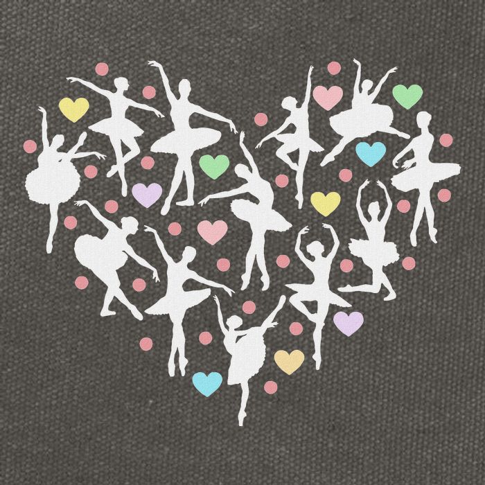 Ballerina Dancer Heart Valentines Day Cotton Canvas Backpack