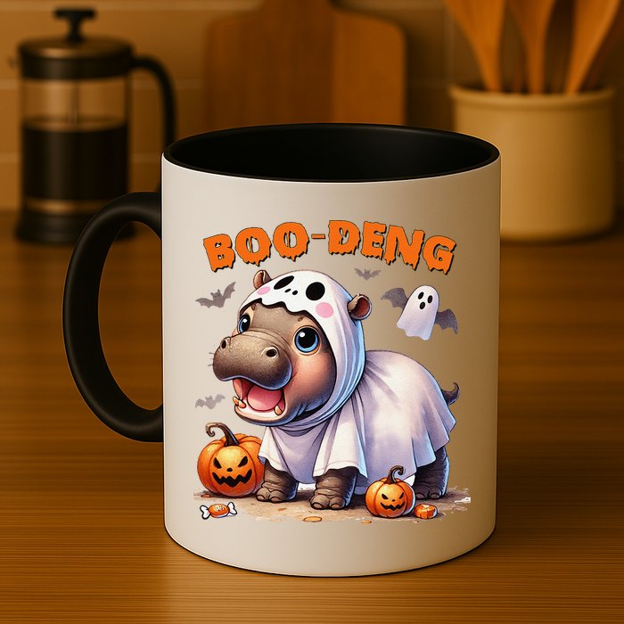 Boo Deng Halloween Baby Pygmy Hippo Bouncy Pig Moo Deng Mug