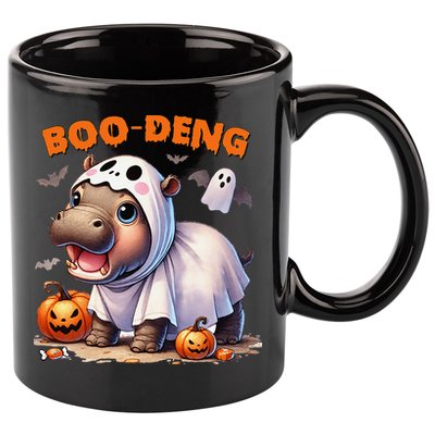 Boo Deng Halloween Baby Pygmy Hippo Bouncy Pig Moo Deng 11oz C Handle Ceramic Mug