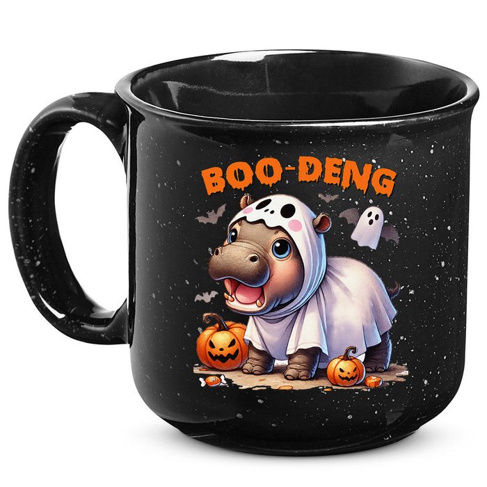 Boo Deng Halloween Baby Pygmy Hippo Bouncy Pig Moo Deng 15oz Campfire Ceramic Mug