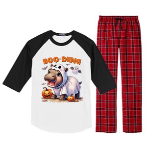 Boo Deng Halloween Baby Pygmy Hippo Bouncy Pig Moo Deng Raglan Sleeve Pajama Set