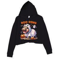Boo Deng Halloween Baby Pygmy Hippo Bouncy Pig Moo Deng Crop Fleece Hoodie