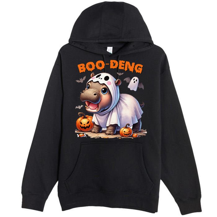 Boo Deng Halloween Baby Pygmy Hippo Bouncy Pig Moo Deng Premium Pullover Hoodie