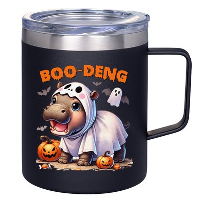 Boo Deng Halloween Baby Pygmy Hippo Bouncy Pig Moo Deng 12oz Stainless Steel Coffee Mug
