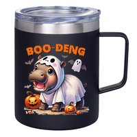 Boo Deng Halloween Baby Pygmy Hippo Bouncy Pig Moo Deng 12oz Stainless Steel Coffee Mug