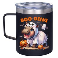 Boo Deng Halloween Baby Pygmy Hippo Bouncy Pig Moo Deng 12oz Stainless Steel Coffee Mug