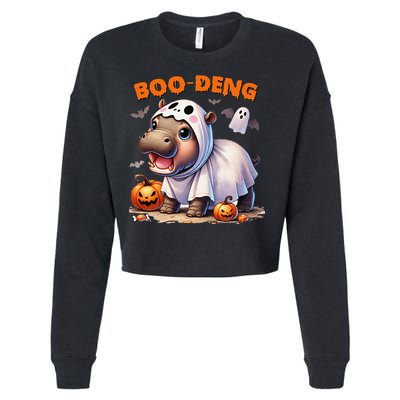 Boo Deng Halloween Baby Pygmy Hippo Bouncy Pig Moo Deng Cropped Pullover Crew