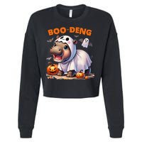 Boo Deng Halloween Baby Pygmy Hippo Bouncy Pig Moo Deng Cropped Pullover Crew