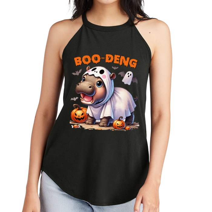 Boo Deng Halloween Baby Pygmy Hippo Bouncy Pig Moo Deng Women's Perfect Tri Rocker Tank