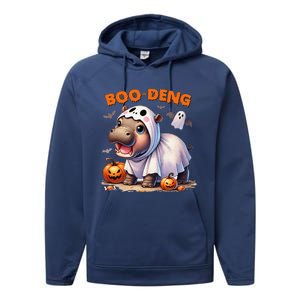 Boo Deng Halloween Baby Pygmy Hippo Bouncy Pig Moo Deng Performance Fleece Hoodie