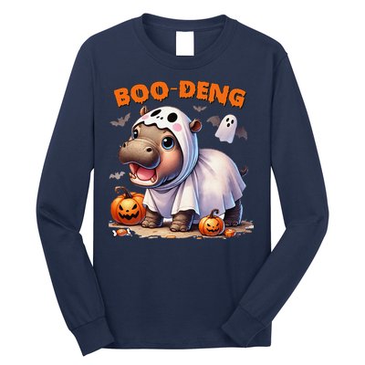 Boo Deng Halloween Baby Pygmy Hippo Bouncy Pig Moo Deng Long Sleeve Shirt