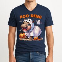 Boo Deng Halloween Baby Pygmy Hippo Bouncy Pig Moo Deng V-Neck T-Shirt