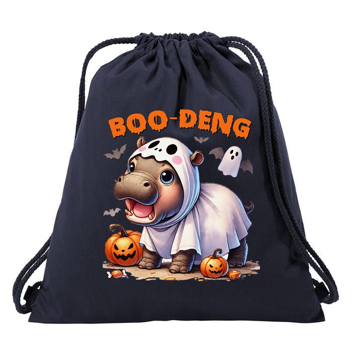Boo Deng Halloween Baby Pygmy Hippo Bouncy Pig Moo Deng Drawstring Bag