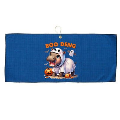 Boo Deng Halloween Baby Pygmy Hippo Bouncy Pig Moo Deng Large Microfiber Waffle Golf Towel