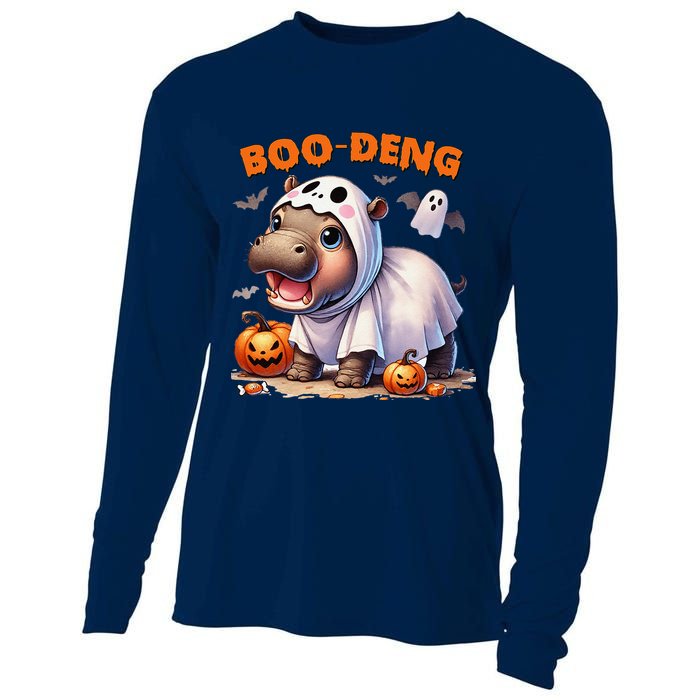 Boo Deng Halloween Baby Pygmy Hippo Bouncy Pig Moo Deng Cooling Performance Long Sleeve Crew