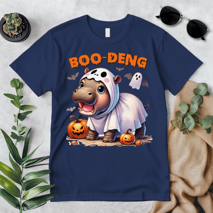 Boo Deng Halloween Baby Pygmy Hippo Bouncy Pig Moo Deng Premium T-Shirt
