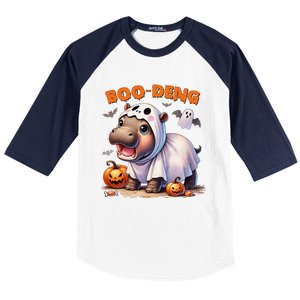 Boo Deng Halloween Baby Pygmy Hippo Bouncy Pig Moo Deng Baseball Sleeve Shirt