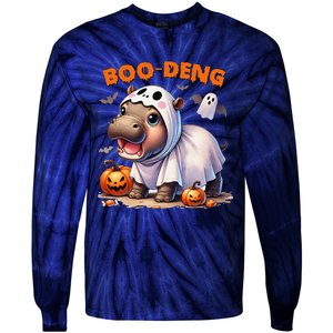 Boo Deng Halloween Baby Pygmy Hippo Bouncy Pig Moo Deng Tie-Dye Long Sleeve Shirt