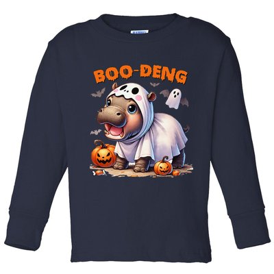 Boo Deng Halloween Baby Pygmy Hippo Bouncy Pig Moo Deng Toddler Long Sleeve Shirt