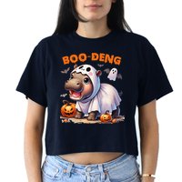 Boo Deng Halloween Baby Pygmy Hippo Bouncy Pig Moo Deng Crop Top