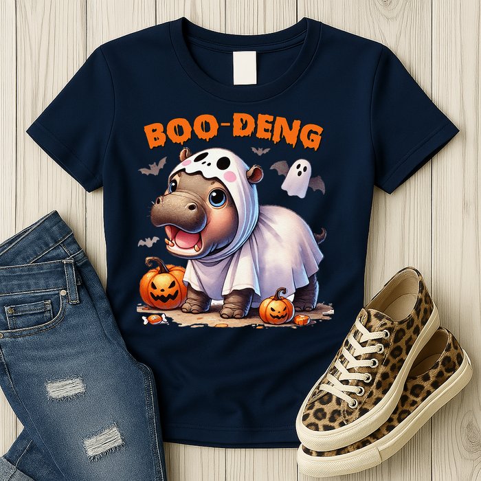 Boo Deng Halloween Baby Pygmy Hippo Bouncy Pig Moo Deng Womens T-Shirt
