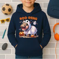 Boo Deng Halloween Baby Pygmy Hippo Bouncy Pig Moo Deng Kids Hoodie