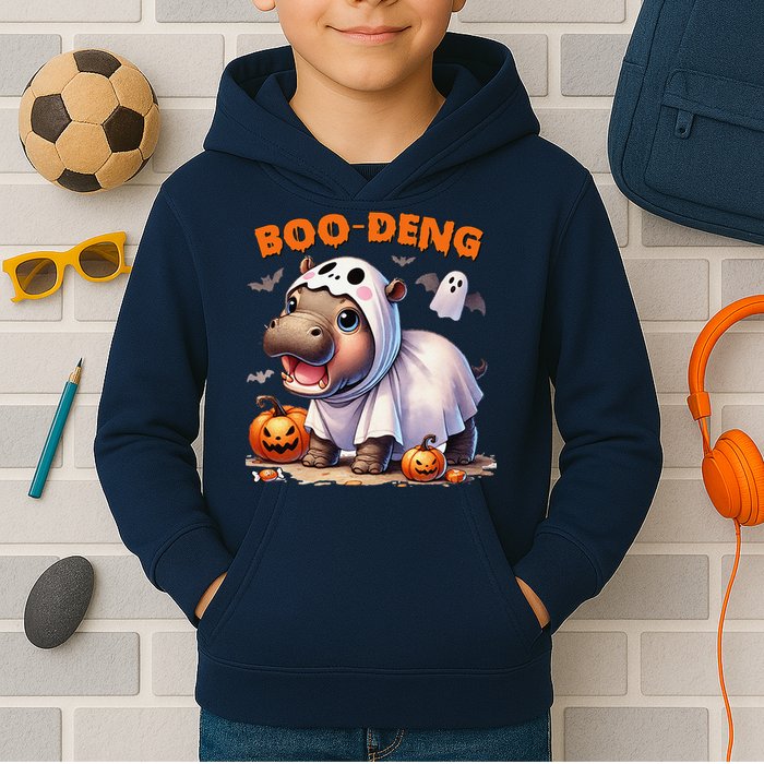 Boo Deng Halloween Baby Pygmy Hippo Bouncy Pig Moo Deng Kids Hoodie