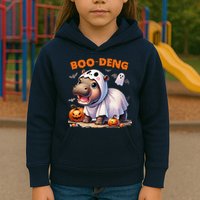 Boo Deng Halloween Baby Pygmy Hippo Bouncy Pig Moo Deng Kids Hoodie