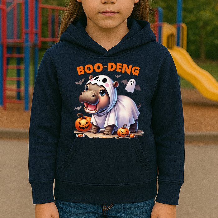 Boo Deng Halloween Baby Pygmy Hippo Bouncy Pig Moo Deng Kids Hoodie
