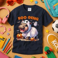 Boo Deng Halloween Baby Pygmy Hippo Bouncy Pig Moo Deng Kids T-Shirt